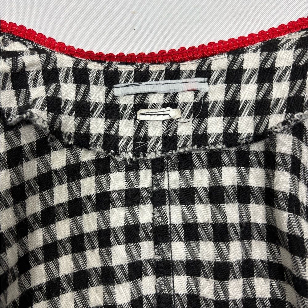 Vintage 80s Women’s Jacket Cardigan Houndstooth with Red Trim Double-Breasted - Picture 3 of 5